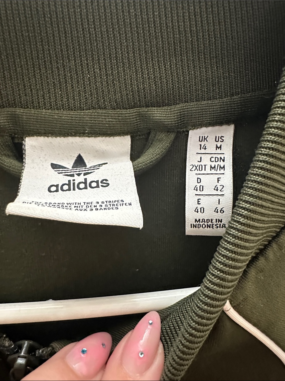 adidas Olive Green Track Jacket and Pants with White Stripes - Picture 5 of 5